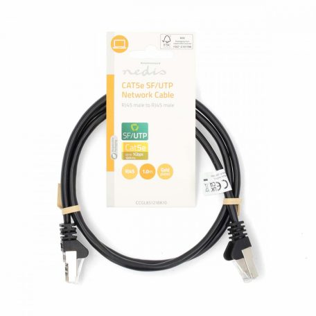 CAT5e hálózati kábel | SF/UTP | RJ45 Dugasz | RJ45 Dugasz | 1.00 m | Kerek | PVC | Fekete | Label