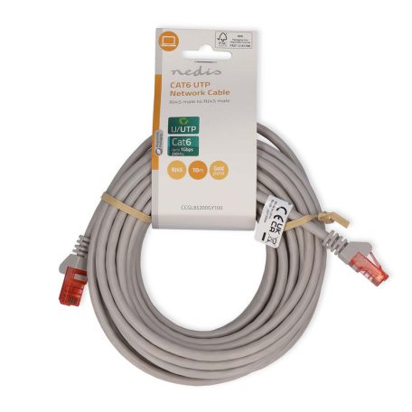 CAT6 hálózati kábel | RJ45 Dugasz | RJ45 Dugasz | U/UTP | 10.0 m | Kerek | PVC | Szürke | Label
