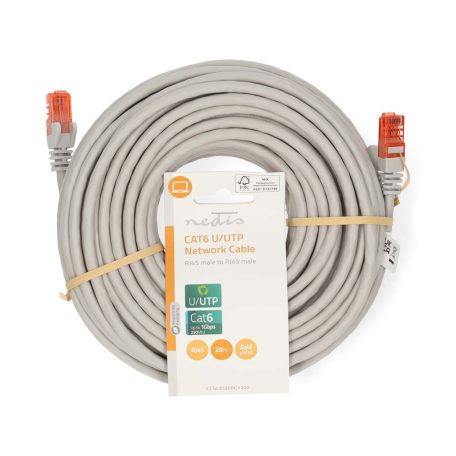 CAT6 hálózati kábel | RJ45 Dugasz | RJ45 Dugasz | U/UTP | 20.0 m | Kerek | PVC | Szürke | Label