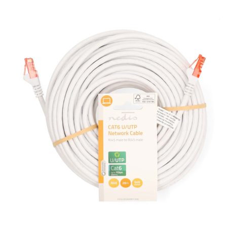 CAT6 hálózati kábel | RJ45 Dugasz | RJ45 Dugasz | U/UTP | 20.0 m | Kerek | PVC | Fehér | Label