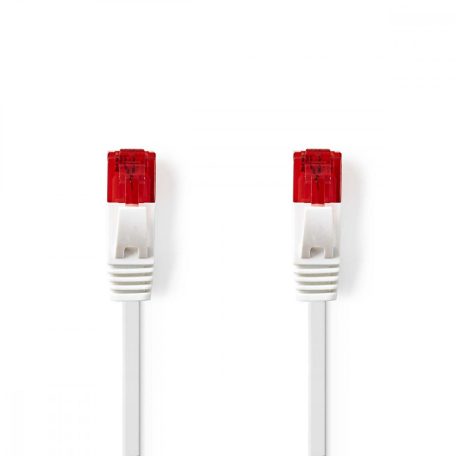 CAT6 hálózati kábel | RJ45 Dugasz | RJ45 Dugasz | U/UTP | 1.00 m | Snagless | Lapos | PVC | Fehér | Label