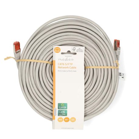 CAT6 hálózati kábel | RJ45 Dugasz | RJ45 Dugasz | SF/UTP | 30.0 m | Kerek | PVC | Szürke | Label