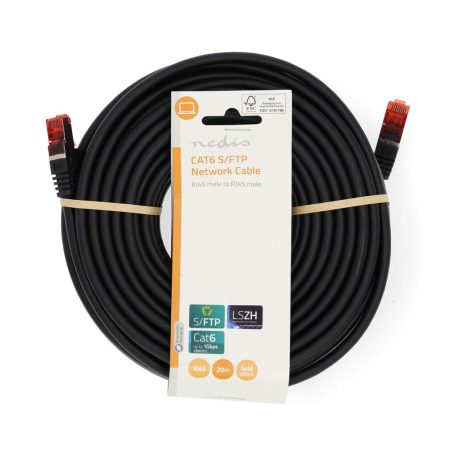 CAT6 hálózati kábel | RJ45 Dugasz | RJ45 Dugasz | S/FTP | 20.0 m | Kerek | LSZH | Fekete | Label