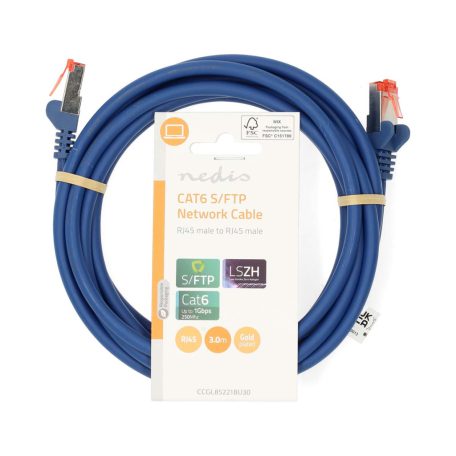 CAT6 hálózati kábel | RJ45 Dugasz | RJ45 Dugasz | S/FTP | 3.00 m | Kerek | LSZH | Kék | Label