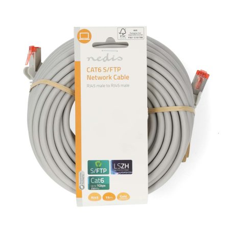 CAT6 hálózati kábel | RJ45 Dugasz | RJ45 Dugasz | S/FTP | 15.0 m | Kerek | LSZH | Szürke | Label