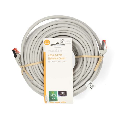CAT6 hálózati kábel | RJ45 Dugasz | RJ45 Dugasz | S/FTP | 30.0 m | Kerek | LSZH | Szürke | Label