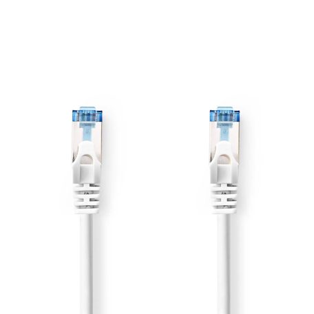 CAT6a hálózati kábel | S/FTP | RJ45 Dugasz | RJ45 Dugasz | 1.00 m | Snagless | Kerek | LSZH | Fehér | Label
