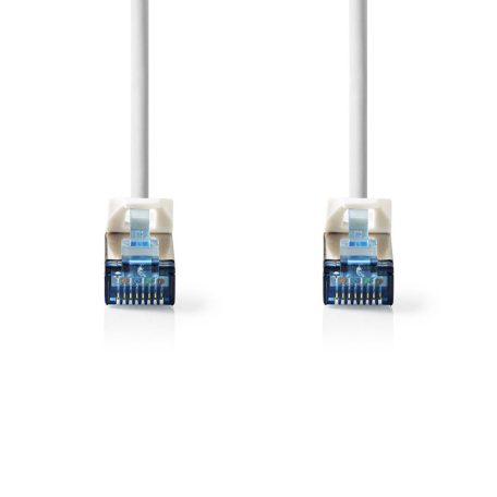 CAT6a hálózati kábel | S/FTP | RJ45 Dugasz | RJ45 Dugasz | 1.00 m | Snagless | Kerek | LSZH | Fehér | Label
