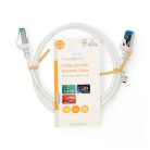 CAT6a hálózati kábel | S/FTP | RJ45 Dugasz | RJ45 Dugasz | 1.00 m | Snagless | Kerek | LSZH | Fehér | Label