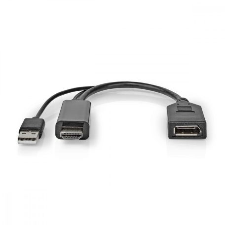 HDMI™ adapter | HDMI™ Csatlakozó | DisplayPort Dugasz | Nikkelezett | Egyenes | PVC | Fekete | 1 db | Boríték