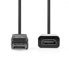 DisplayPort kábel | DisplayPort Dugasz | HDMI™ Kimenet | 1080p | Nikkelezett | 0.20 m | Kerek | PVC | Fekete | Boríték