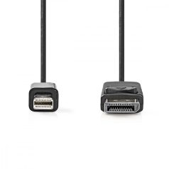   Mini DisplayPort kábel | DisplayPort 1.2 | Mini DisplayPort Dugasz | DisplayPort Dugasz | 21.6 Gbps | Nikkelezett | 1.00 m | Kerek | PVC | Fekete | Boríték