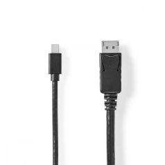   Mini DisplayPort kábel | DisplayPort 1.4 | Mini DisplayPort Dugasz | DisplayPort Dugasz | 48 Gbps | Nikkelezett | 2.00 m | Kerek | PVC | Fekete | Műanyag Zacskó