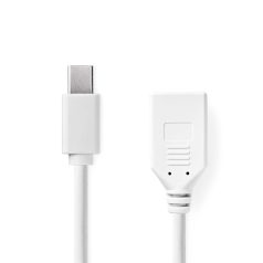   Mini DisplayPort kábel | DisplayPort 1.2 | Mini DisplayPort Dugasz | DisplayPort Aljzat | 21.6 Gbps | Nikkelezett | 0.20 m | Kerek | PVC | Fehér | Műanyag Zacskó