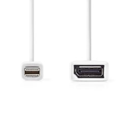   Mini DisplayPort kábel | DisplayPort 1.2 | Mini DisplayPort Dugasz | DisplayPort Aljzat | 21.6 Gbps | Nikkelezett | 0.20 m | Kerek | PVC | Fehér | Műanyag Zacskó