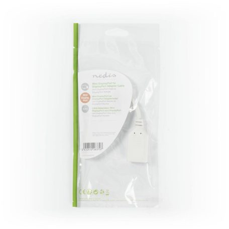 Mini DisplayPort kábel | DisplayPort 1.2 | Mini DisplayPort Dugasz | DisplayPort Aljzat | 21.6 Gbps | Nikkelezett | 0.20 m | Kerek | PVC | Fehér | Műanyag Zacskó