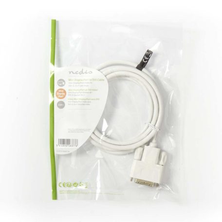 Mini DisplayPort kábel | DisplayPort 1.2 | Mini DisplayPort Dugasz | DVI-D 24+1-Érintkezős Dugasz | 21.6 Gbps | Nikkelezett | 2.00 m | Kerek | PVC | Fehér | Boríték