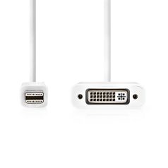   Mini DisplayPort kábel | DisplayPort 1.2 | Mini DisplayPort Dugasz | DVI-I 24+5-Pólusú Aljzat | 21.6 Gbps | Nikkelezett | 0.20 m | Kerek | PVC | Fehér | Műanyag Zacskó