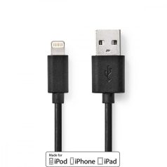   Lightning Kábel | USB 2.0 | Apple Lightning, 8 Pólusú | USB-A Dugasz | 480 Mbps | Nikkelezett | 2.00 m | Kerek | PVC | Fekete | Műanyag Zacskó