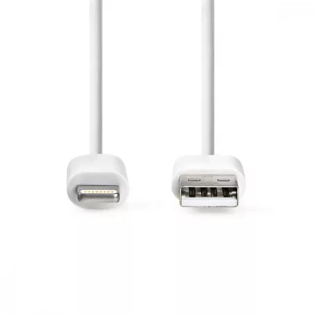 Lightning Kábel | USB 2.0 | Apple Lightning, 8 Pólusú | USB-A Dugasz | 480 Mbps | Nikkelezett | 1.00 m | Kerek | PVC | Fehér | Boríték
