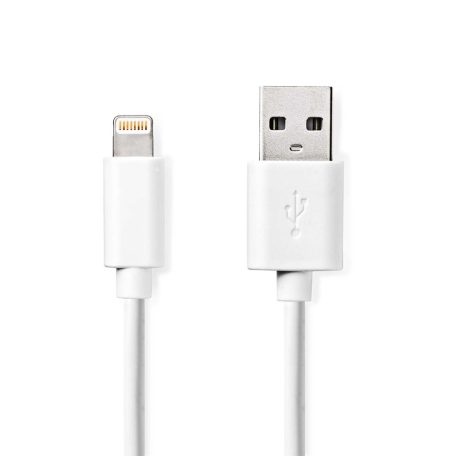 Lightning Kábel | USB 2.0 | Apple Lightning, 8 Pólusú | USB-A Dugasz | 480 Mbps | Nikkelezett | 2.00 m | Kerek | PVC | Fehér | Boríték