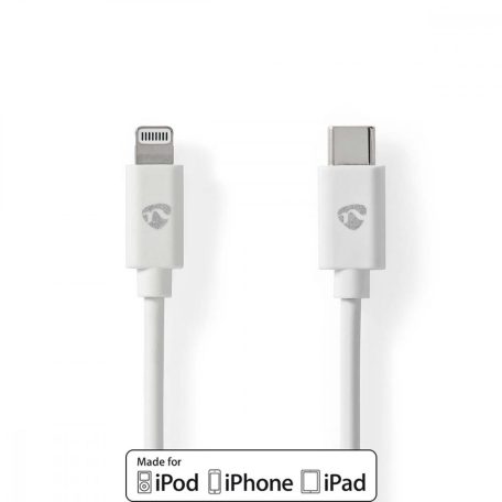 Lightning Kábel | USB 2.0 | Apple Lightning, 8 Pólusú | USB-C™ Dugasz | 480 Mbps | Nikkelezett | 1.00 m | Kerek | PVC | Fehér | Boríték
