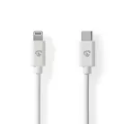 Lightning Kábel | USB 2.0 | Apple Lightning, 8 Pólusú | USB-C™ Dugasz | 480 Mbps | Nikkelezett | 1.00 m | Kerek | PVC | Fehér | Boríték
