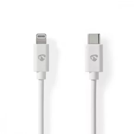 Lightning Kábel | USB 2.0 | Apple Lightning, 8 Pólusú | USB-C™ Dugasz | 480 Mbps | Nikkelezett | 1.00 m | Kerek | PVC | Fehér | Boríték