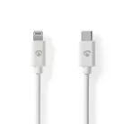 Lightning Kábel | USB 2.0 | Apple Lightning, 8 Pólusú | USB-C™ Dugasz | 480 Mbps | Nikkelezett | 2.00 m | Kerek | PVC | Fehér | Boríték