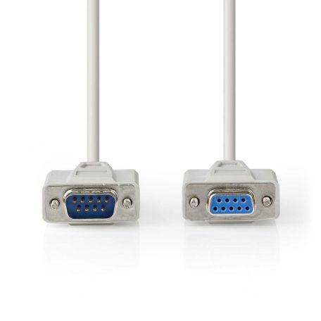 Soros kábel | D-SUB 9-Tűs Dugasz | D-SUB 9-Tűs Aljzat | Nikkelezett | 10.0 m | Kerek | PVC | Elefántcsont | Műanyag Zacskó