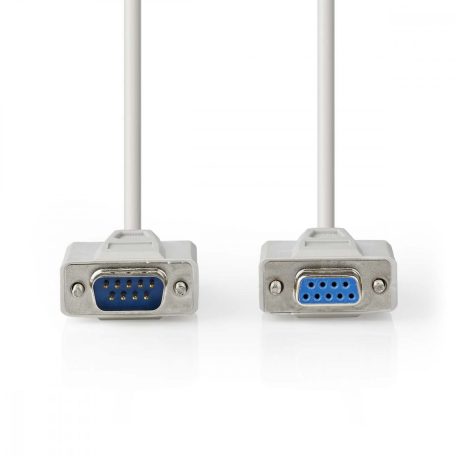 Soros kábel | D-SUB 9-Tűs Dugasz | D-SUB 9-Tűs Aljzat | Nikkelezett | 3.00 m | Kerek | PVC | Elefántcsont | Műanyag Zacskó