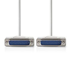  Soros kábel | D-SUB 25-Tűs Dugasz | D-SUB 25-Tűs Dugasz | Nikkelezett | 2.00 m | Kerek | PVC | Elefántcsont | Boríték