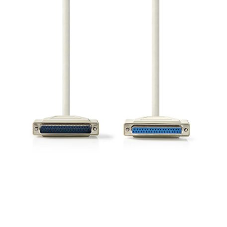 Soros kábel | D-SUB 25-Tűs Dugasz | D-SUB 25-Tűs Aljzat | Nikkelezett | 2.00 m | Kerek | PVC | Elefántcsont | Boríték