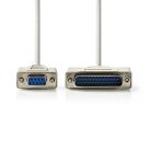 Soros kábel | D-SUB 9-Tűs Aljzat | D-SUB 25-Tűs Dugasz | Nikkelezett | 2.00 m | Kerek | PVC | Elefántcsont | Műanyag Zacskó