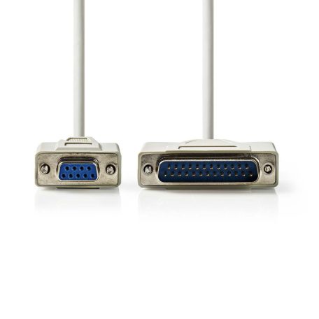 Soros kábel | D-SUB 9-Tűs Aljzat | D-SUB 25-Tűs Dugasz | Nikkelezett | 2.00 m | Kerek | PVC | Elefántcsont | Műanyag Zacskó