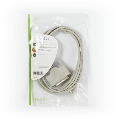 Soros kábel | D-SUB 9-Tűs Aljzat | D-SUB 25-Tűs Dugasz | Nikkelezett | 2.00 m | Kerek | PVC | Elefántcsont | Műanyag Zacskó