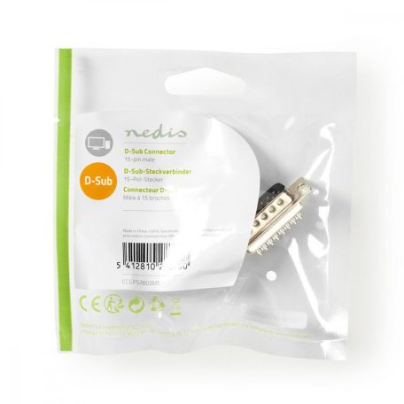 D-Sub alváz hegy | D-SUB 15-Tűs Dugasz | Ezüst | Boríték