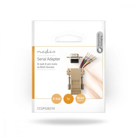 Soros adapter | Adapter | D-SUB 9-Tűs Dugasz | RJ45 Aljzat | Nikkelezett | Elefántcsont | Boríték