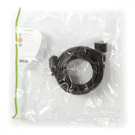 VGA kábel | VGA Dugasz | VGA Aljzat | Nikkelezett | Maximális felbontás: 1280x800 | 10.0 m | Kerek | ABS | Fekete | Műanyag Zacskó