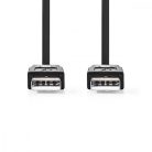 USB kábel | USB 2.0 | USB-A Dugasz | USB-A Dugasz | 480 Mbps | Nikkelezett | 1.00 m | Lapos | PVC | Fekete | Műanyag Zacskó