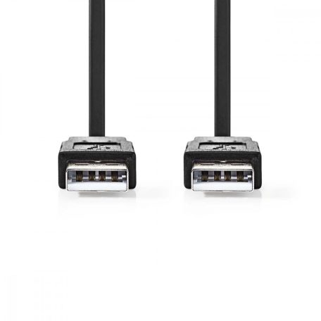 USB kábel | USB 2.0 | USB-A Dugasz | USB-A Dugasz | 480 Mbps | Nikkelezett | 1.00 m | Lapos | PVC | Fekete | Műanyag Zacskó