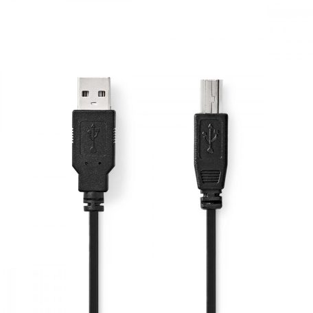 USB kábel | USB 2.0 | USB-A Dugasz | USB-B Dugasz | 10 W | 480 Mbps | Nikkelezett | 0.50 m | Kerek | PVC | Fekete | Műanyag Zacskó