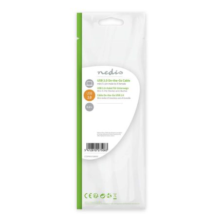 USB Mikro-B Adapter | USB 2.0 | Mini 5-Pin Dugasz | USB-A Aljzat | 480 Mbps | OTG | 0.20 m | Lapos | Nikkelezett | PVC | Fekete | Műanyag Zacskó