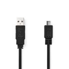 USB kábel | USB 2.0 | USB-A Dugasz | USB Micro-B Dugasz | 480 Mbps | Nikkelezett | 1.00 m | Lapos | PVC | Fekete | Boríték