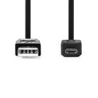 USB kábel | USB 2.0 | USB-A Dugasz | USB Micro-B Dugasz | 480 Mbps | Nikkelezett | 1.00 m | Lapos | PVC | Fekete | Boríték