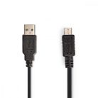 USB kábel | USB 2.0 | USB-A Dugasz | USB Micro-B Dugasz | 480 Mbps | Nikkelezett | 2.00 m | Tekercselt | PVC | Fekete | Boríték