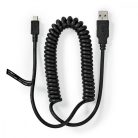 USB kábel | USB 2.0 | USB-A Dugasz | USB Micro-B Dugasz | 480 Mbps | Nikkelezett | 2.00 m | Tekercselt | PVC | Fekete | Boríték
