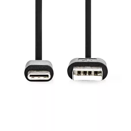 USB kábel | USB 2.0 | USB-A Dugasz | USB-C™ Dugasz | 15 W | 480 Mbps | Nikkelezett | 2.00 m | Kerek | PVC | Fekete | Boríték