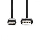 USB kábel | USB 2.0 | USB-A Dugasz | USB-C™ Dugasz | 15 W | 480 Mbps | Nikkelezett | 3.00 m | Kerek | PVC | Fekete | Boríték