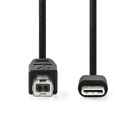 USB kábel | USB 2.0 | USB-C™ Dugasz | USB-B Dugasz | 480 Mbps | OTG | Nikkelezett | 1.00 m | Kerek | PVC | Fekete | Boríték